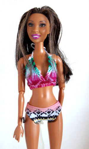 Meerkleurige bikini voor modepopjes van 30 cm