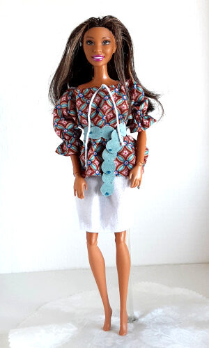 Zigeunerblouse, rok en riem voor modepopjes van 29 cm