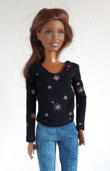 Longsleeve sterren voor modepoppen van 29 cm