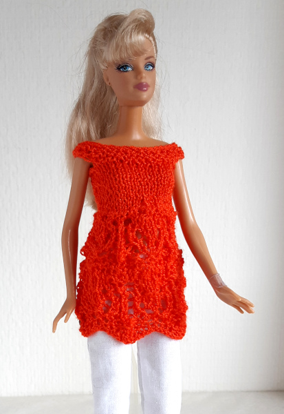 Ajourtruitje rood voor modepopjes van 29 cm