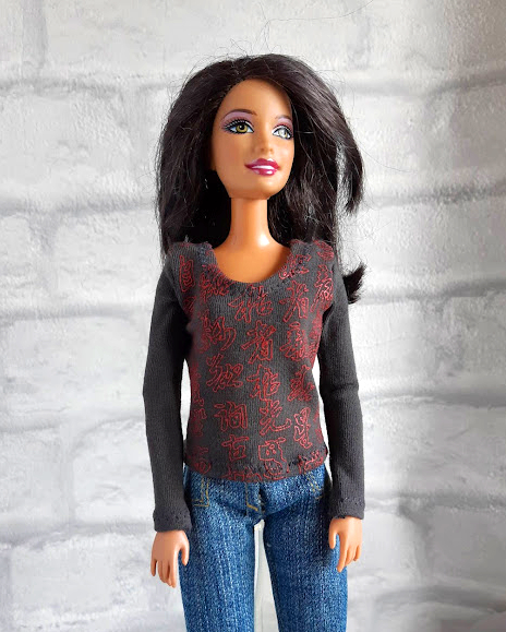 Longsleeve met Chinese tekens voor modepop van 29 cm
