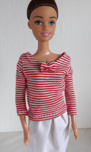 Streepshirt met strikje voor modepoppen van 29 cm