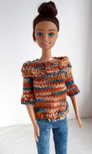 Handgebreide trui met korte mouwen voor barbiepoppen