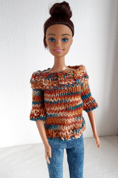 Handgebreide trui met korte mouwen voor barbiepoppen