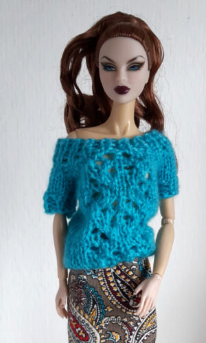 Ajourtruitje voor modepoppen zoals Fashion Royalty, Fleur, Barbie, Sindy ed