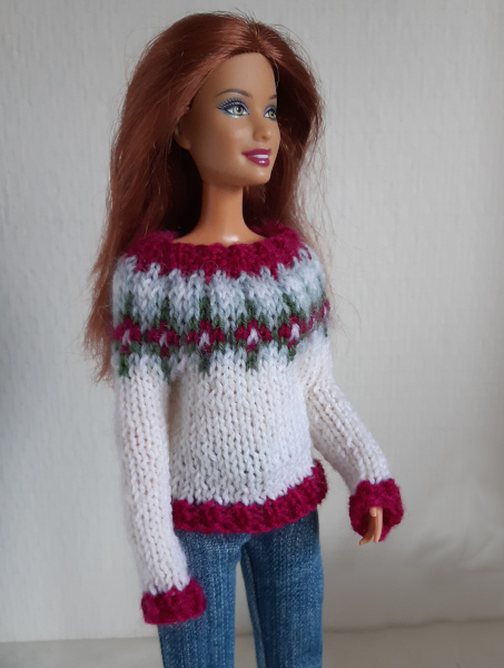 Fair-isle truitje voor modepoppen van 29 cm