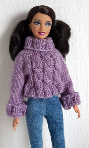 Lila kabeltrui voor barbiepoppen