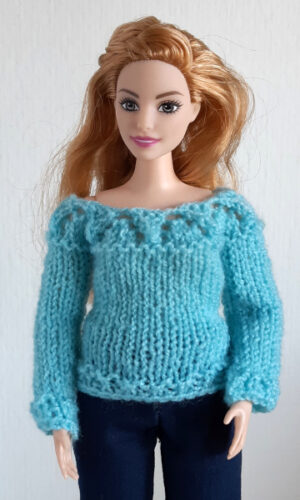 Trui met ajour voor curvy poppen 29 cm
