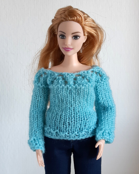 Trui met ajour voor curvy poppen 29 cm