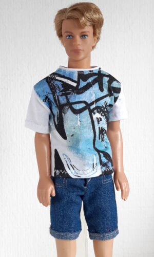 T-shirt met graffiti print voor modepoppen zoals Ken en Frank