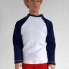 Raglanshirt blauw en wit voor modepoppen van 30 cm