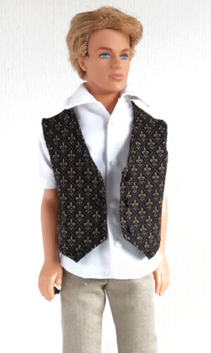 Herengilet voor modepoppen 30 cm zwart en olijf