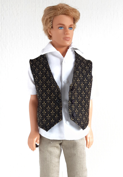 Herengilet voor modepoppen 30 cm zwart en olijf