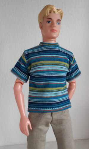 Gestreept T-shirt voor mannenpoppen van 30 cm