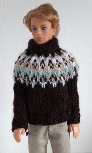 Fair-isle trui voor mannenpoppen van 30 cm