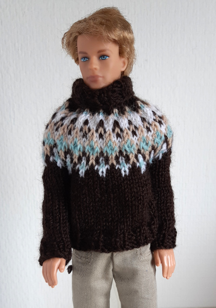 Fair-isle trui voor mannenpoppen van 30 cm